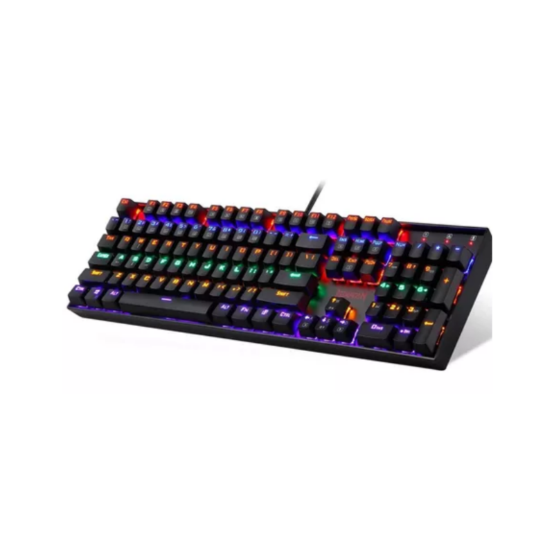 Teclado gamer Redragon Dark Avenger K568RGB QWERTY Outemu MK2 Red español latinoamérica color negro con luz RGB