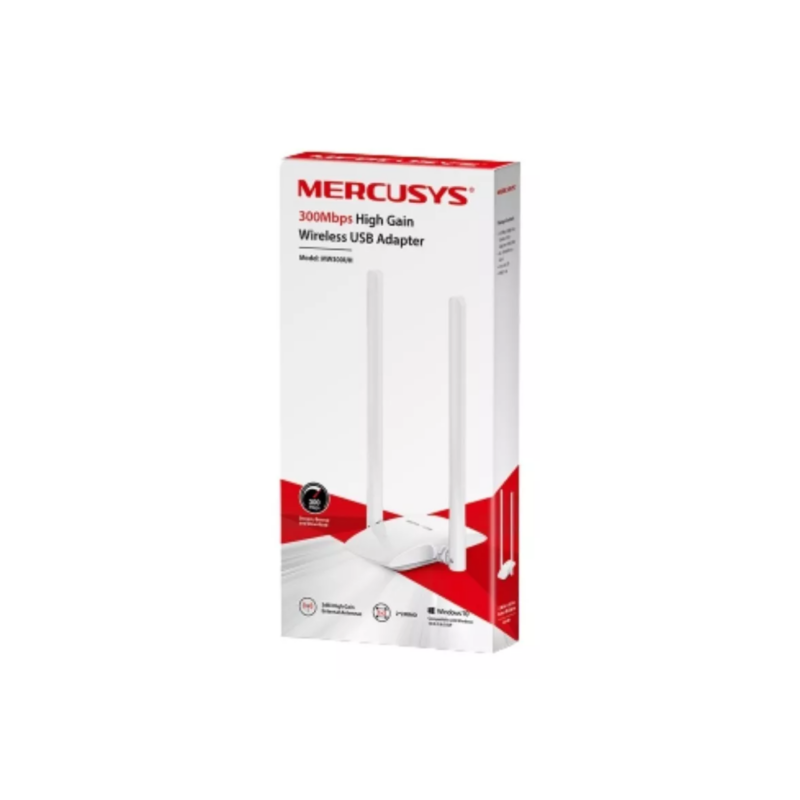 Adaptador Wi-fi Usb Mercusys Mw300uh Doble Antena 300mbps