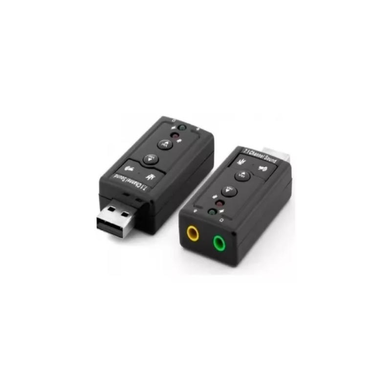 Placa Sonido Externa Usb 7.1 Pc Control Audio Volumen Y Led Color Negro